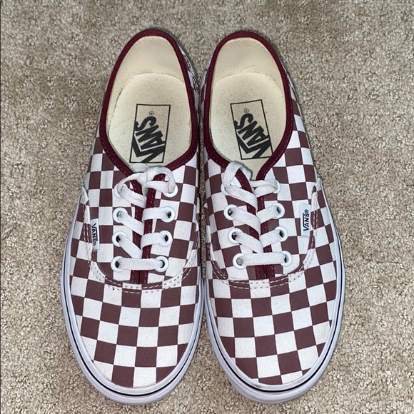 checkered vans maroon